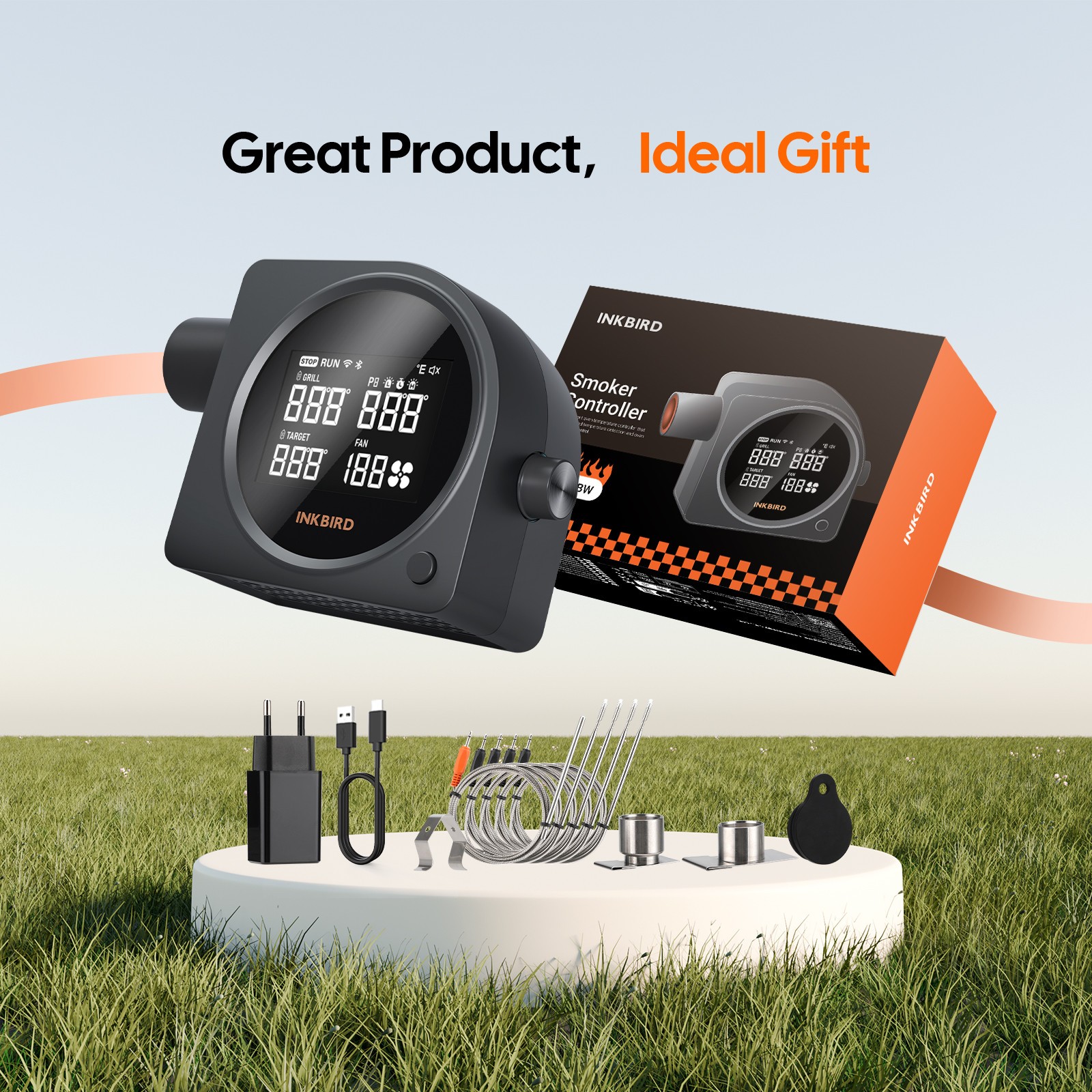 INKBIRD BBQ Temperature Controller WiFi Bluetooth Automatic Smoker Fan Oven Mitt