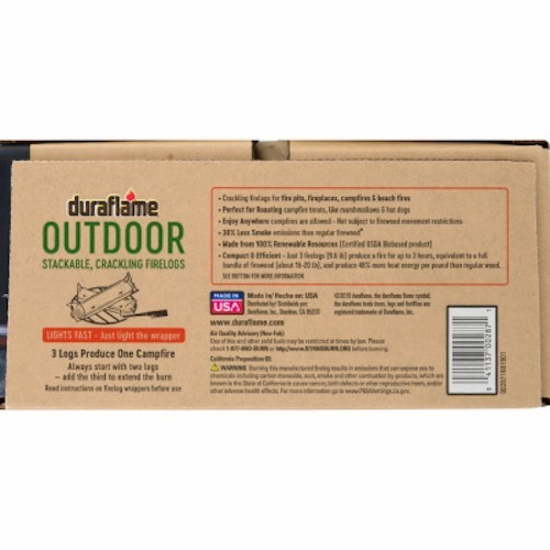 Duraflame Outdoor Stackable Crackling Firelogs, 3.2lb (Pack of 3)