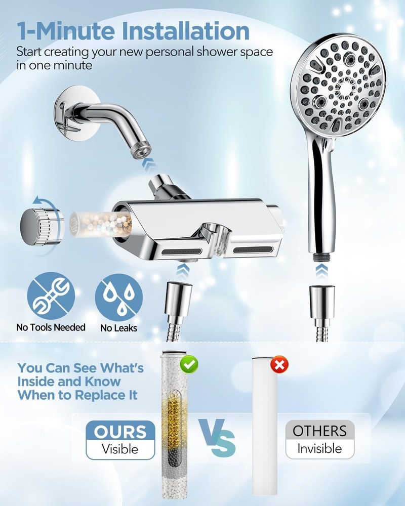 Shower Head Filter Replacement Cartridge for Filtered Shower Head
