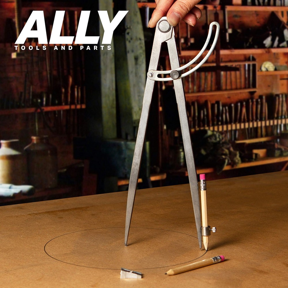 ALLY Tools 12 Inch Precision Locking Wing Divider/Woodworking Compass with Pe...