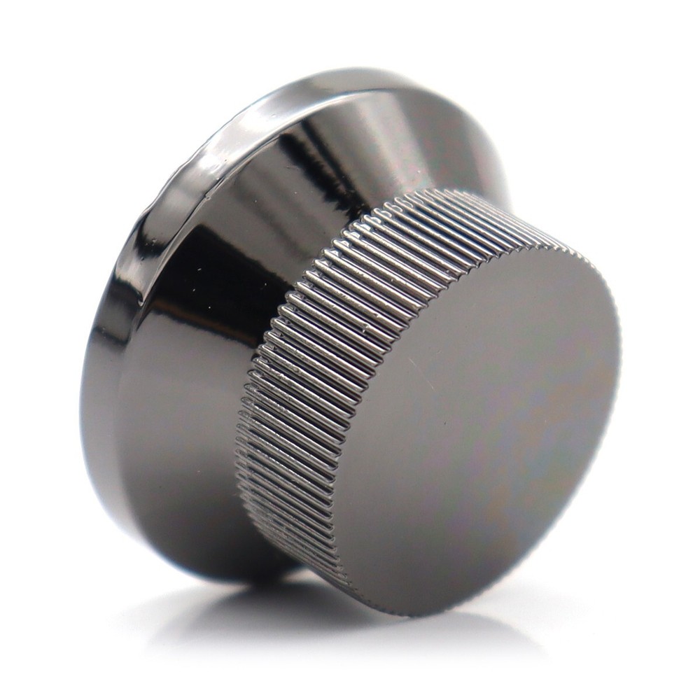 4Pcs Black Nickel Metal Hat Top Flat Top Bass Guitar Knobs Push-in Control Knobs