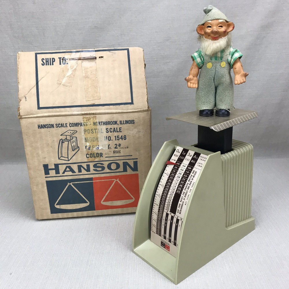 Hanson 2 pound Mail Scale Vintage 1963 Model 1546A Gray Measures Gnomes Great!