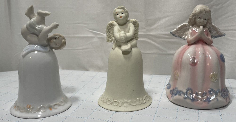 3 Angel Bell Figurines