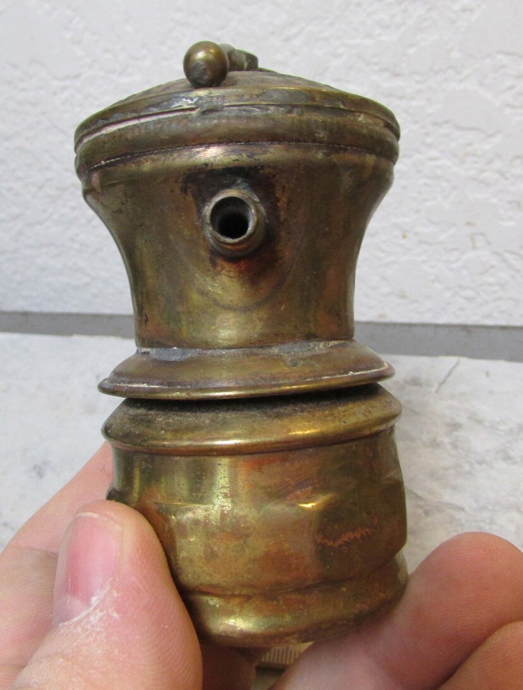 vintage auto lite carbide miners lamp, universal lamp, missing front Shield