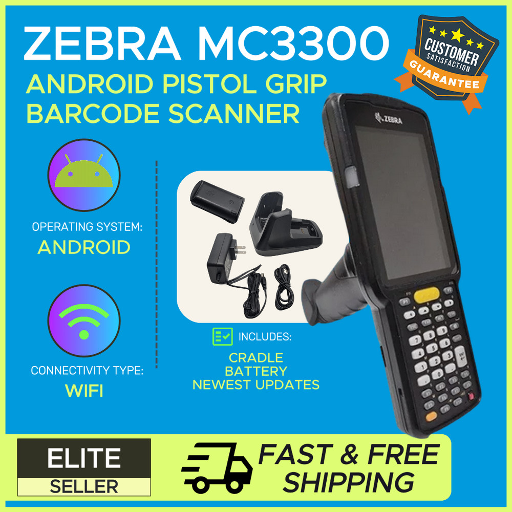 ✅Zebra MC3300 MC330K-GI3HA3US Mobile Android Barcode Scanner w/ Battery!🔥⭐