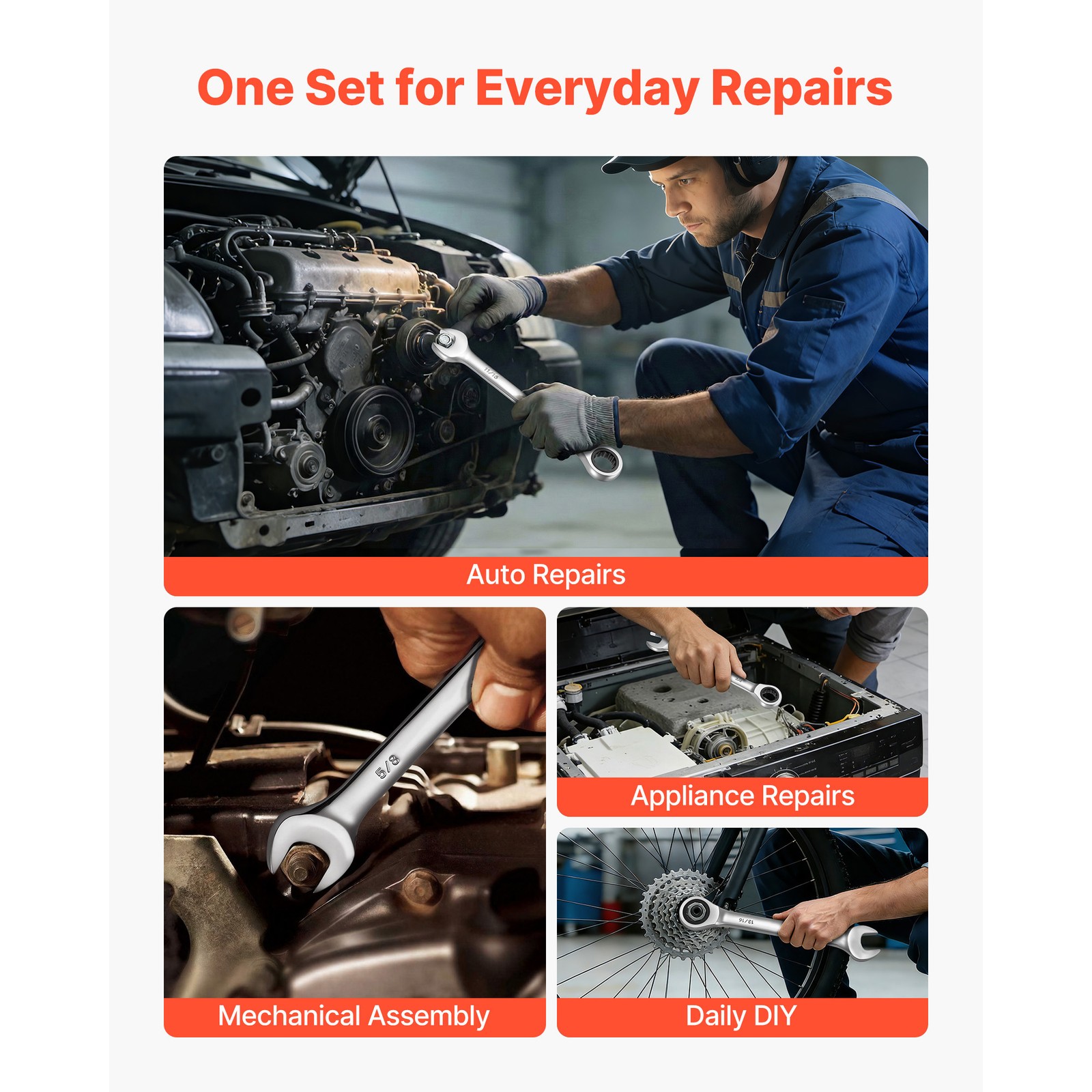 Uimoso 26-Piece Ratcheting Wrench Set for SAE and Metric Repairs