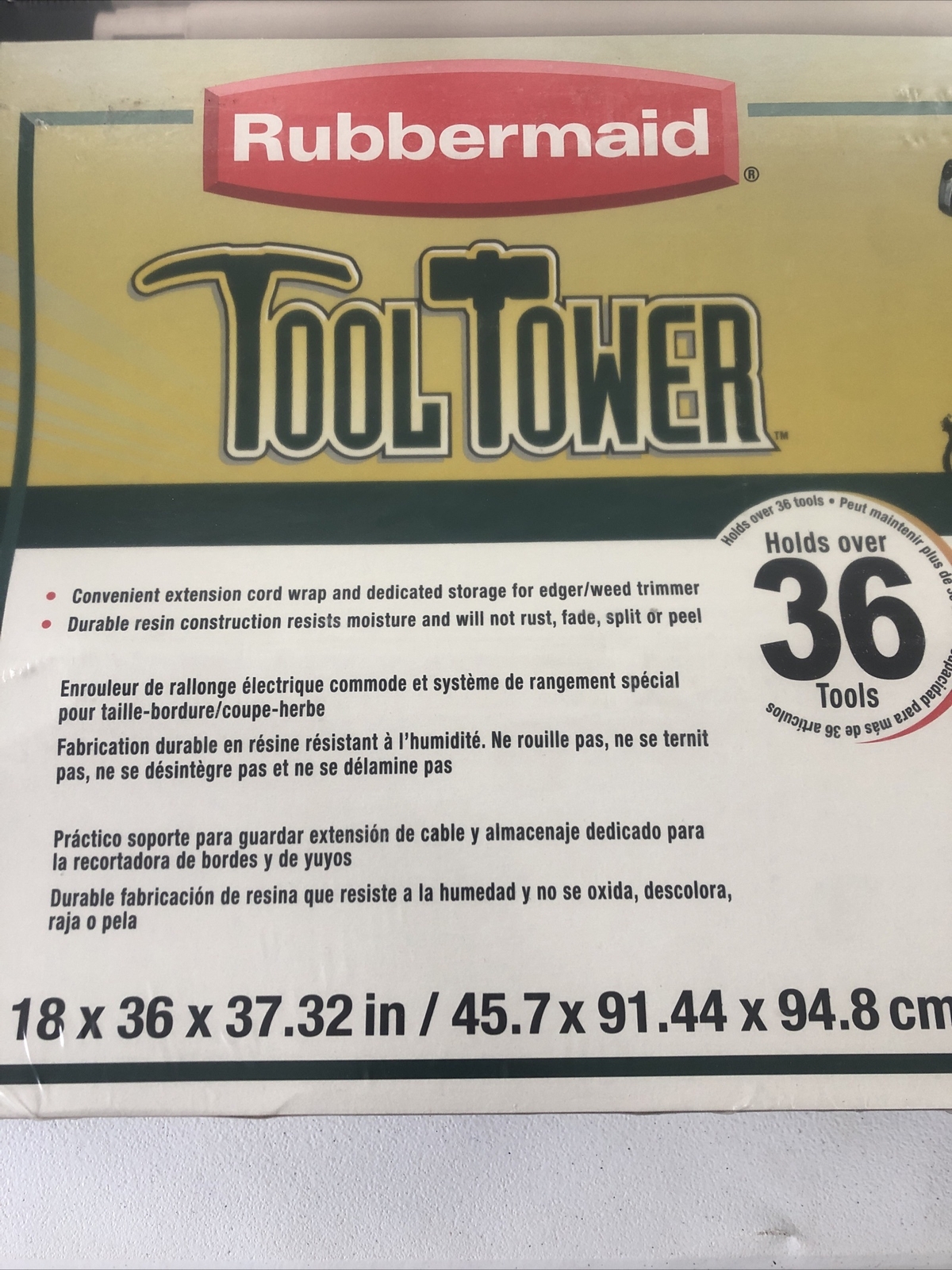 Rubbermaid 7092-18-MICHR Green/Natural Plastic Tool Tower 37 H x 36 W x 18 D in.