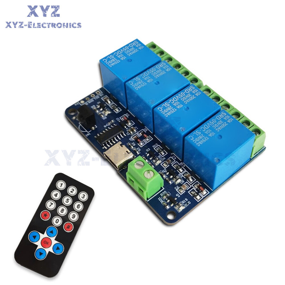 DC5V 4way Infrared Wireless Remote Control WiFi Relay Module Self-locking Type-C