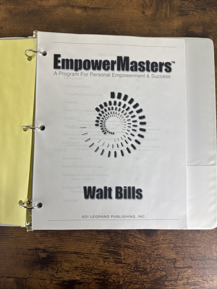 EMPOWER MASTERS ~ BY WALT BILLS ~ A PROGRAM FOR PERSONAL EMPOWERMENT 4CDS & BOOK