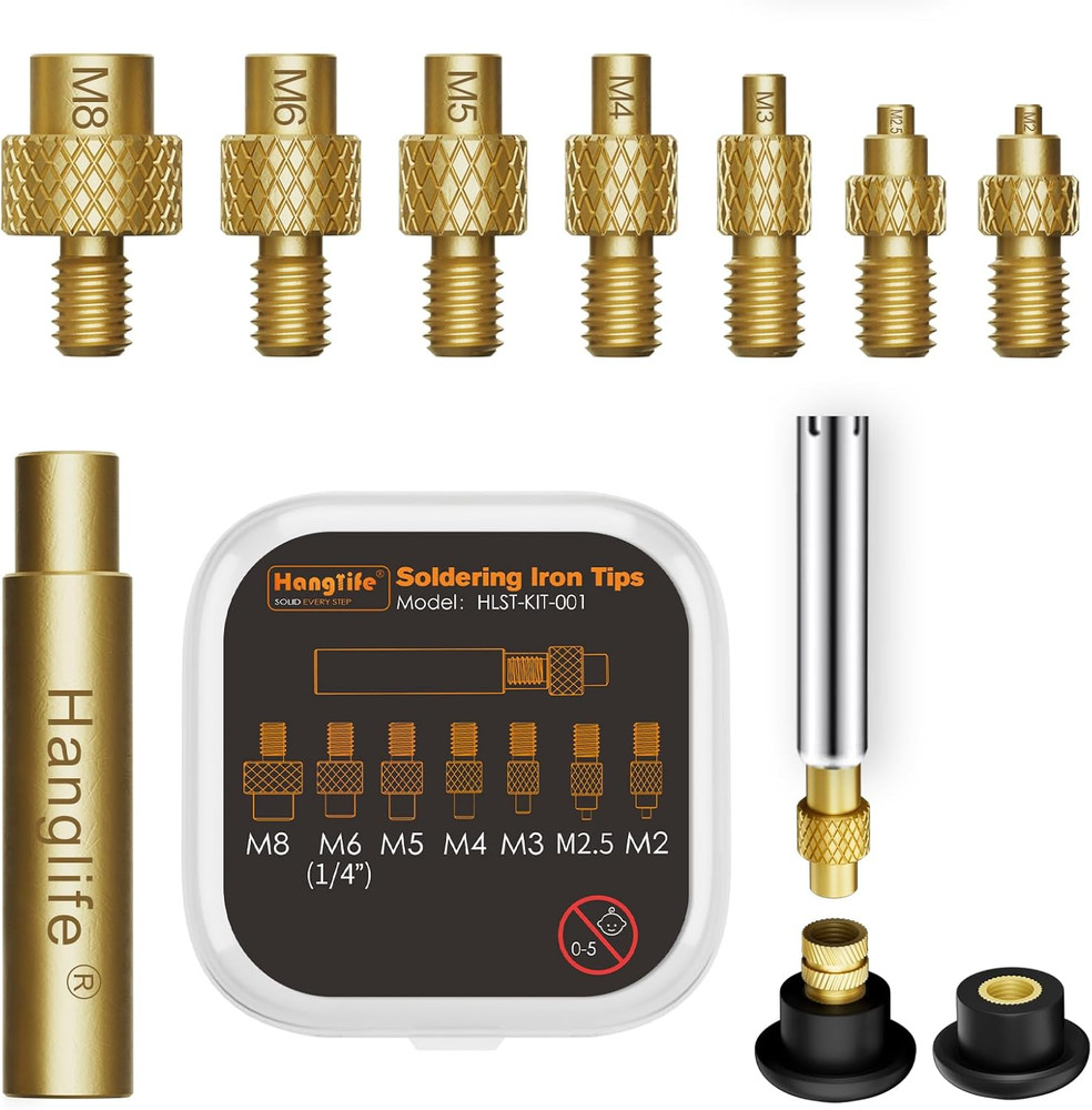 Heat-Set Insert Tips for Threaded Inserts M2 M2.5 M3 M4 M5 M6 M8, Soldering I...