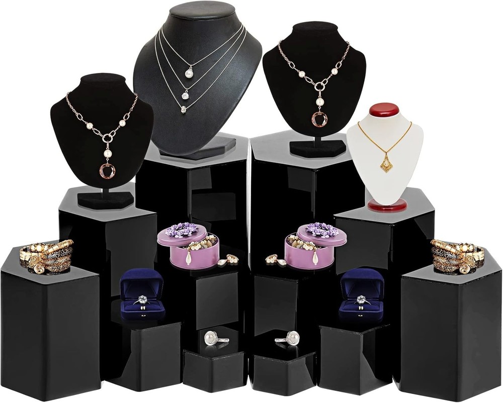 Hexagonal Jewelry Display Risers Hexagonal Market Display Risers Stands Acryl...
