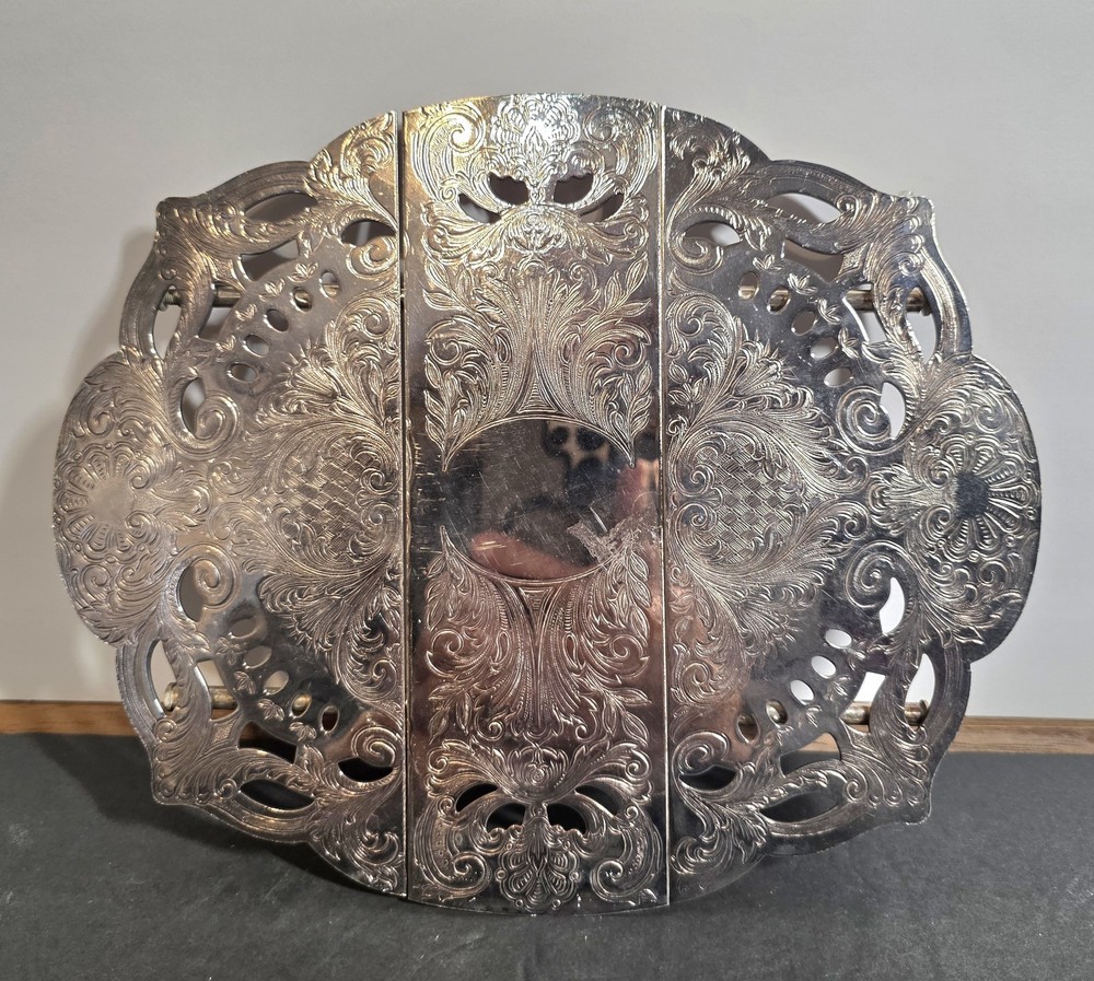 Vintage Expandable Preisner Silver Company  Silverplate Trivet Ornate Design