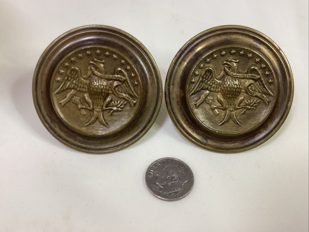 2 Antique 13 STAR EAGLE BRASS HEPPLEWHITE Style DRAWER PULLS