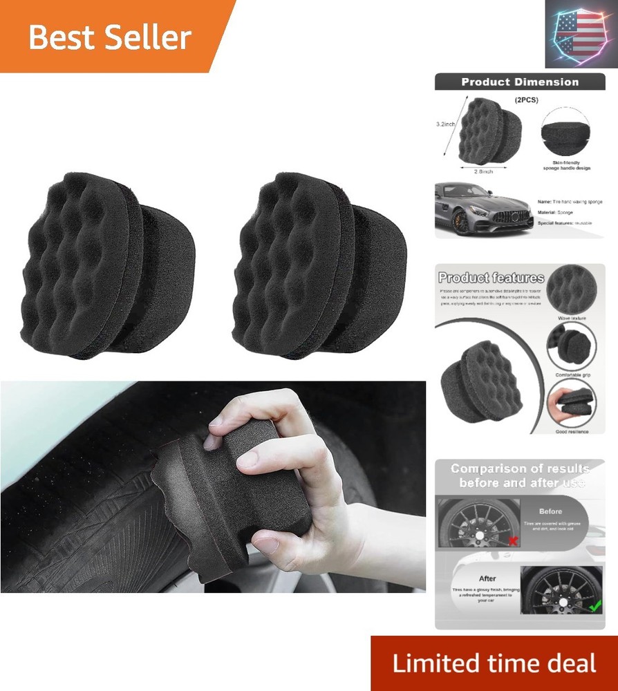 2PCS Tire Shine Applicator, Durable & Reusable Hex Grip Tire Dressing Sponge ...