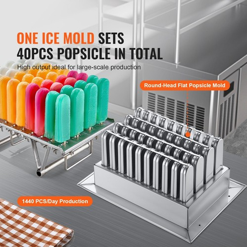 Commercial Popsicle Machine Single Mould Set - 40 PCS Ice Pops Lolly Maker