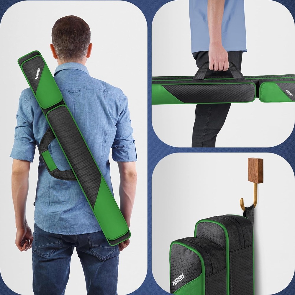 Pool Cue Case, Stick Case 2x2 2x2, Green/Black
