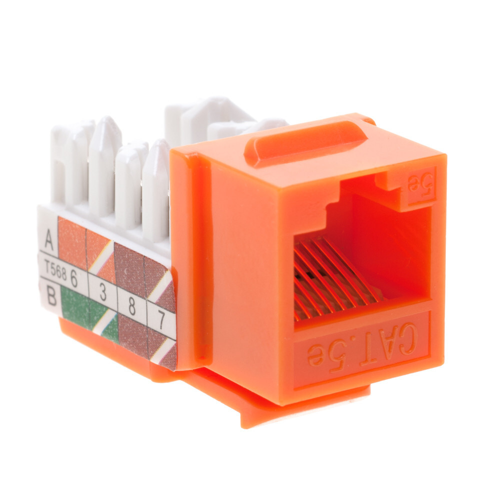 50 pack Cat5e 45° Angled Keystone Jack Network 110 Punchdown 8P8C Cat5