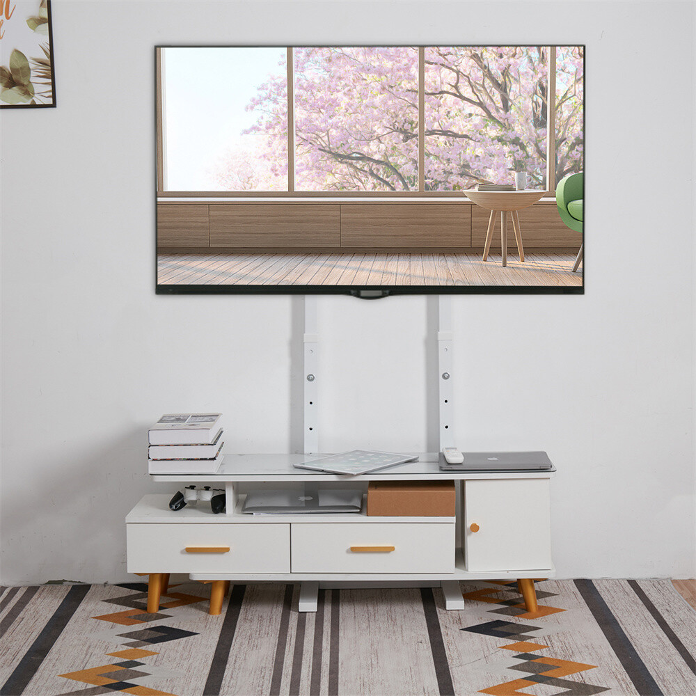 Free Standing Floor TV Stand Portable TV Mount Height Adjust 32"-100" No Drill