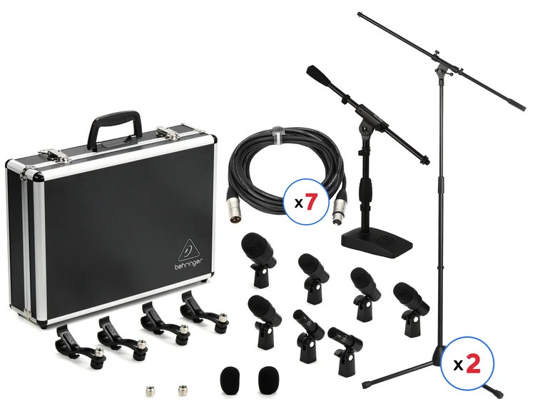 Behringer BC1200 7-piece Drum Microphone Bundle with Stands and Cables