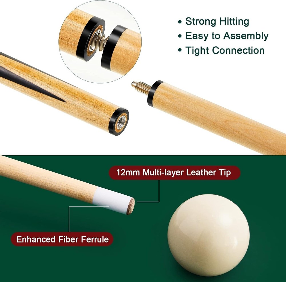 Pool Table Accessories Set 71 Pieces Billiards Balls Chalk Cue Stick Replacement