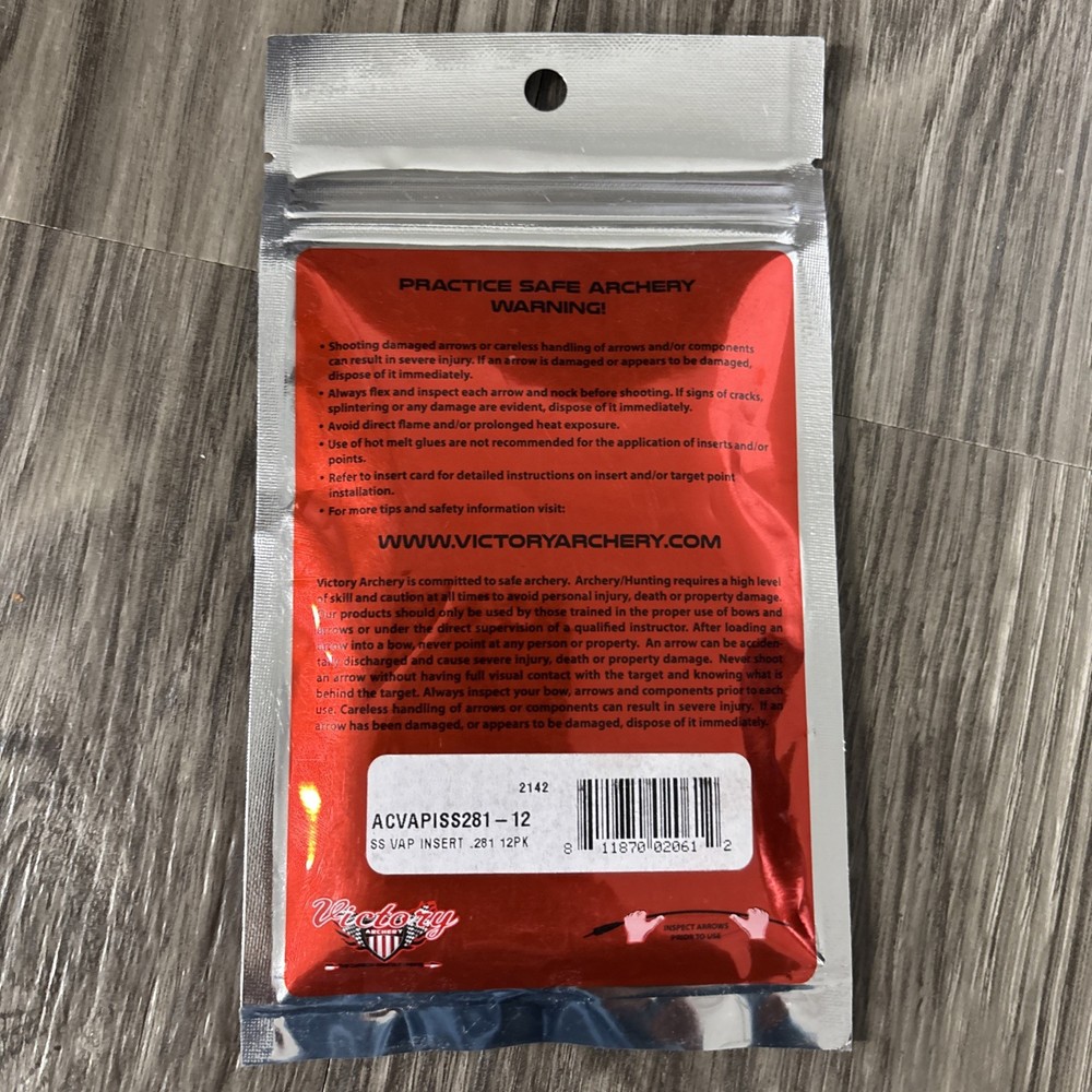 Victory Archery Elite Arrow Components Insert VAP .281 ID Stainless 12 Pack #I3A