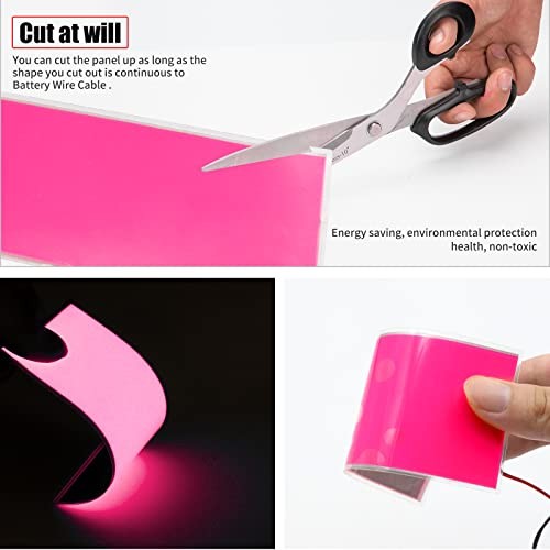 [3 Modes] 12X5CM Electroluminescent EL Panel Light,12V Flexible EL Panel Pink