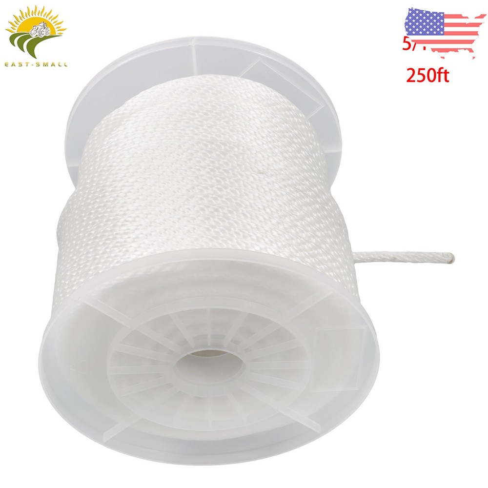 5/16" × 250' White Nylon Rope Sturdy Spool Solid Braid Rope Abrasion Resistance