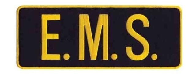 E.M.S. Medium Gold on Black Back Panel Uniform Patch 11" X 4"