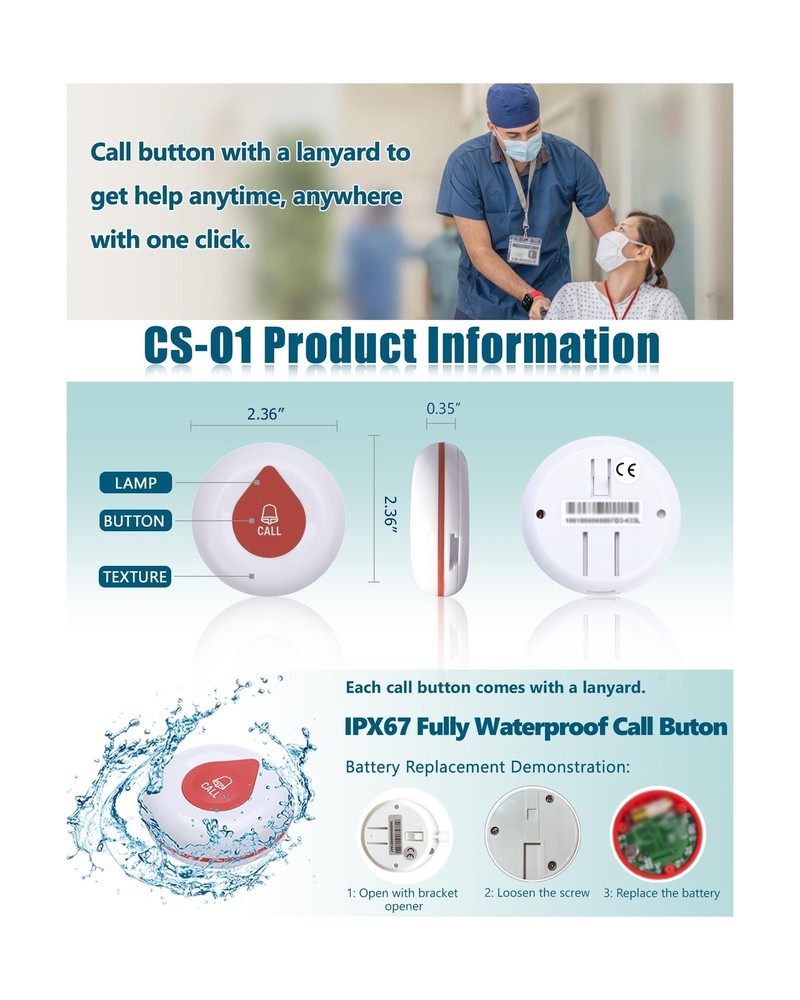 Caregiver Pager System Nursing Pagers Wireless Calling System with 1 Display ...