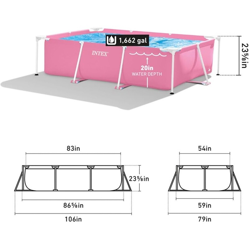 Rectangular Metal Frame Above Ground Pool Easy Setup Puncture Proof Summer Fun