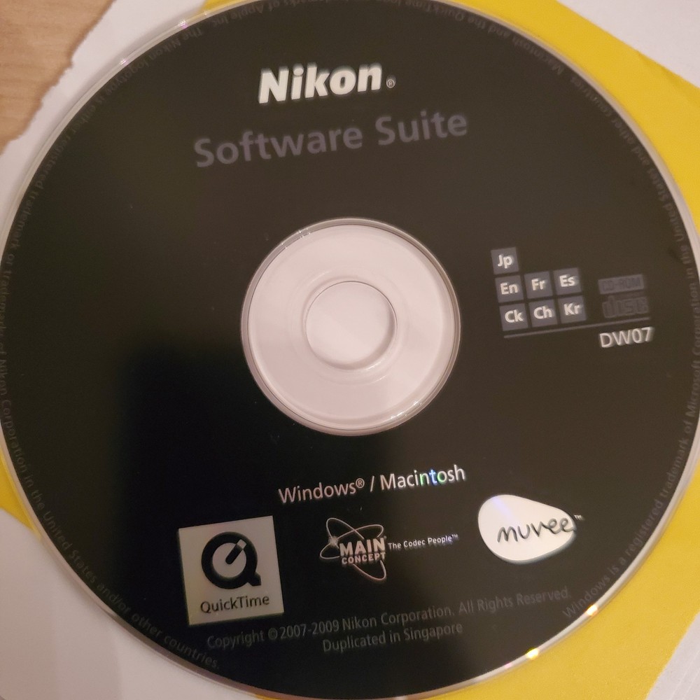 Nikon Software Suite CD Rom, Windows, Macintosh DW02, 2007 Clean CD