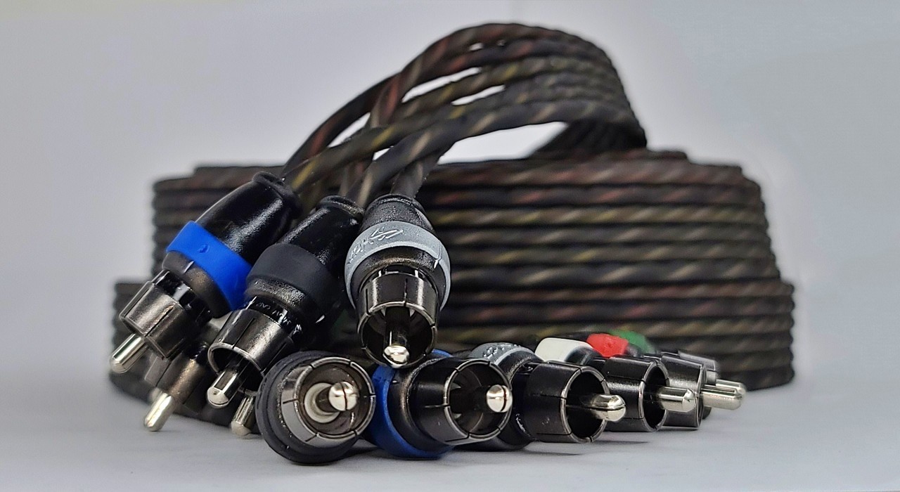 Sky High Car Audio 6 Channel Twisted RCA 20ft Cables Coated Car Audio