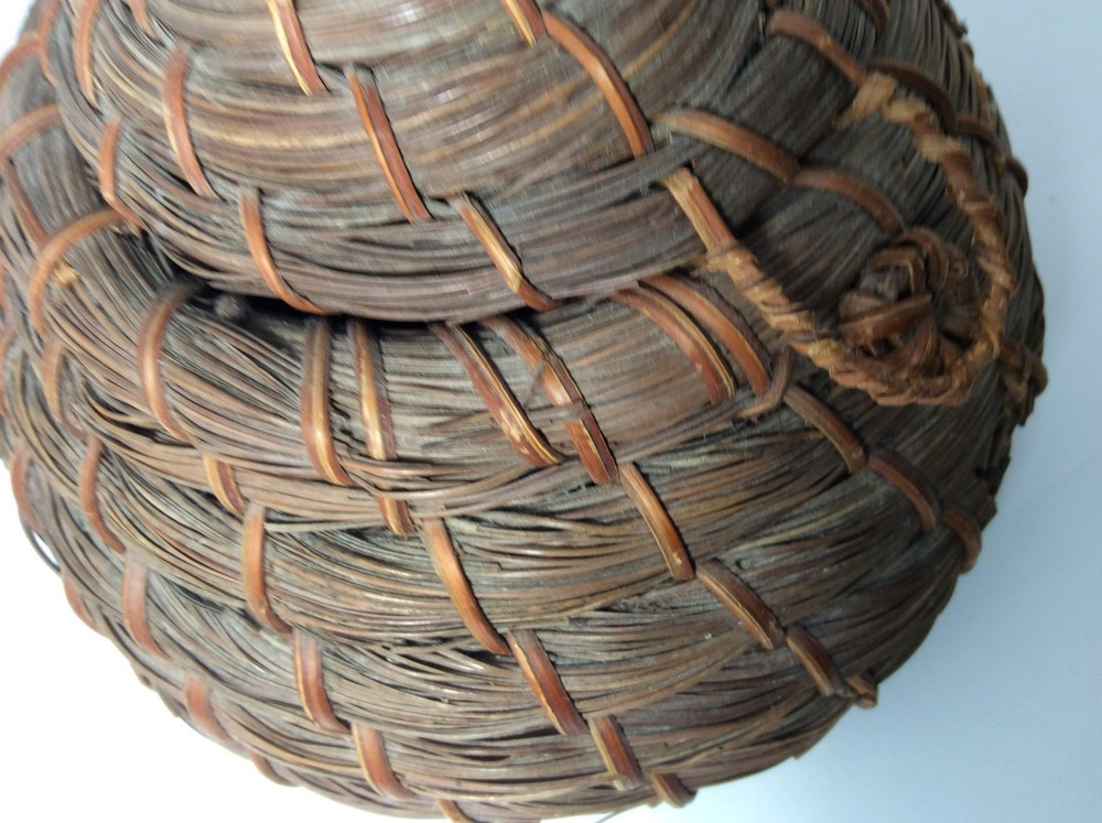 Handmade Pine Straw Basket Bee Hive Style With Closure