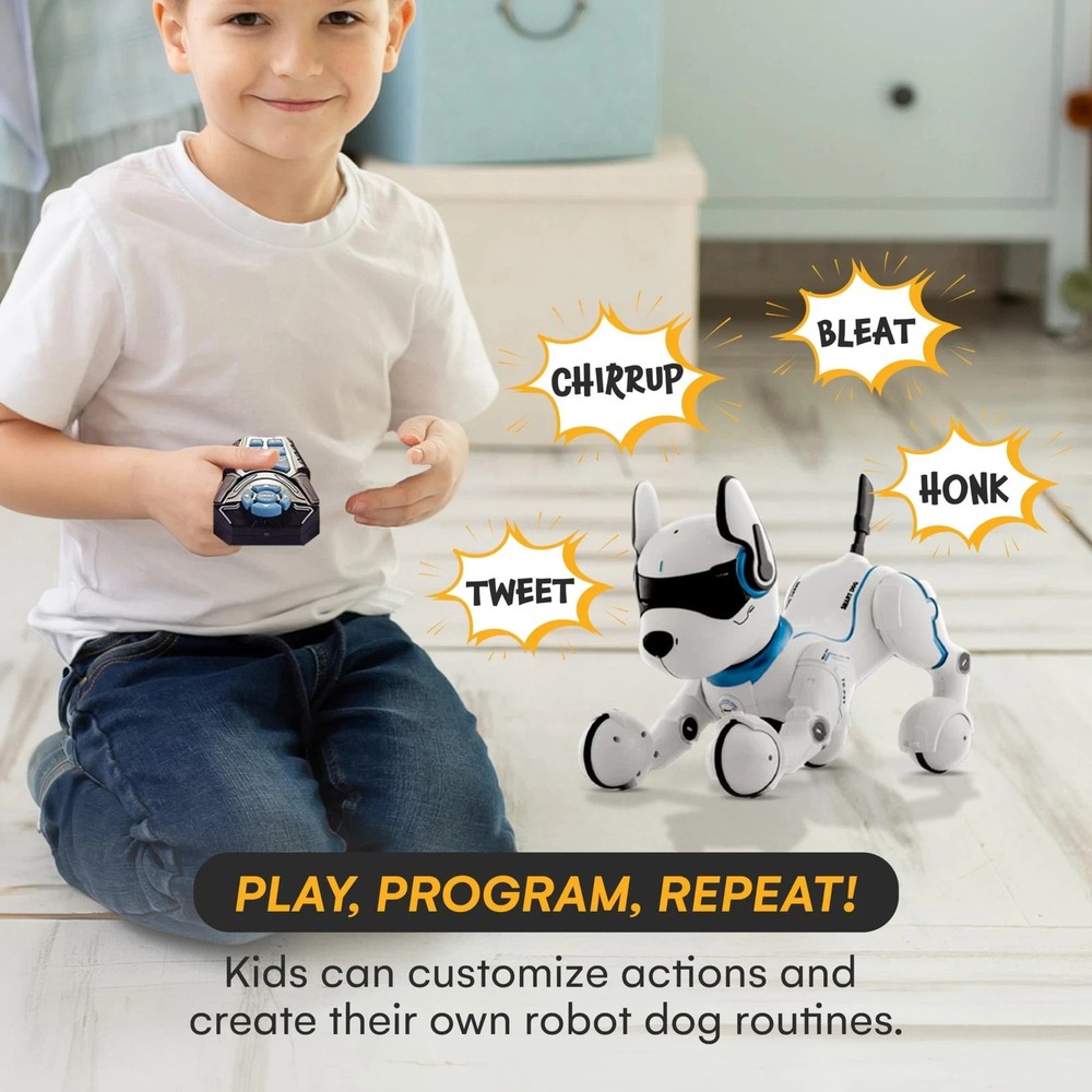 Interactive Programable Smart Robot Dog Rechargeable Voice Guard Mode Imitation