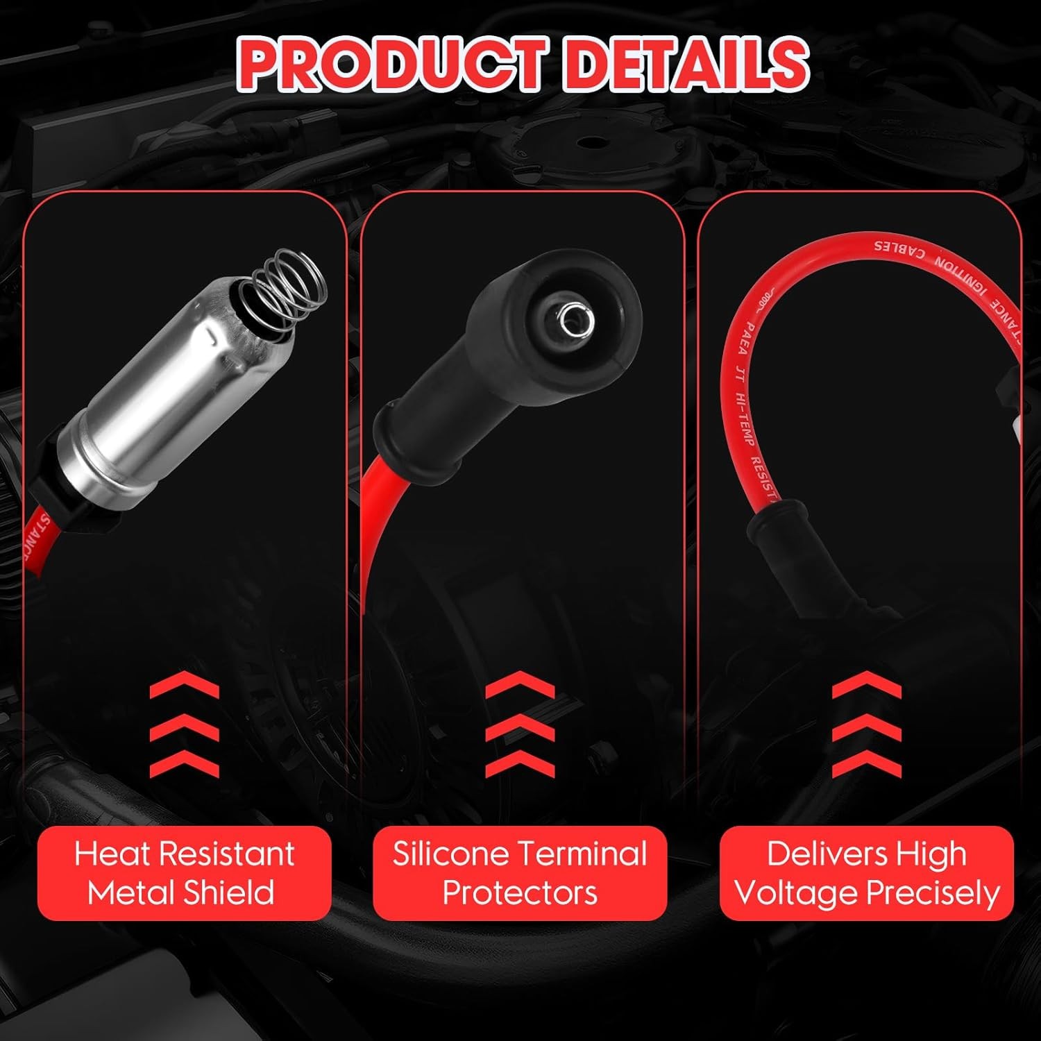 8 Pcs Spark Plug Wires Set & 41-110 Iridium Spark Plugs Compatible with 2000-201