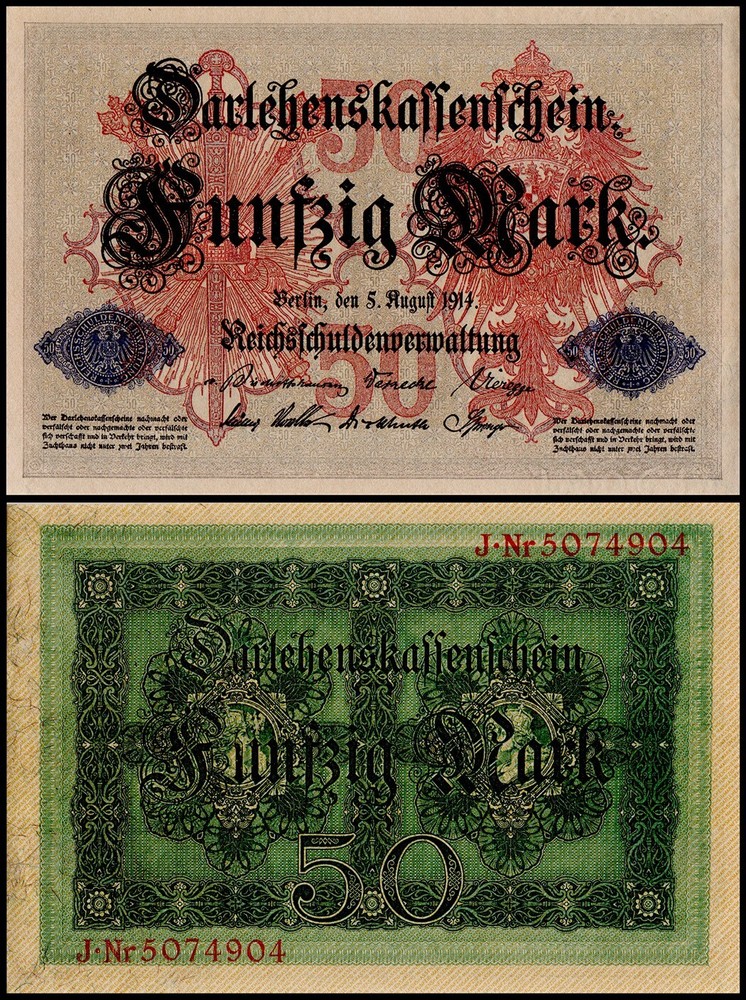 Germany 50 Mark, 1914, P-49, Used