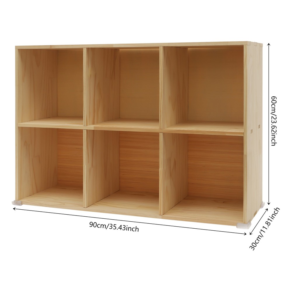 Solid Wood Bookcase with 6 Cubes - Stylish Storage & Elegant Design