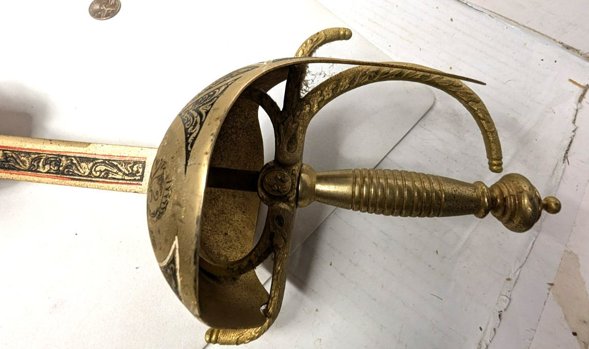 Vintage Brass & Metal Spanish Style Cutlass Sword 40 1/2 " Long