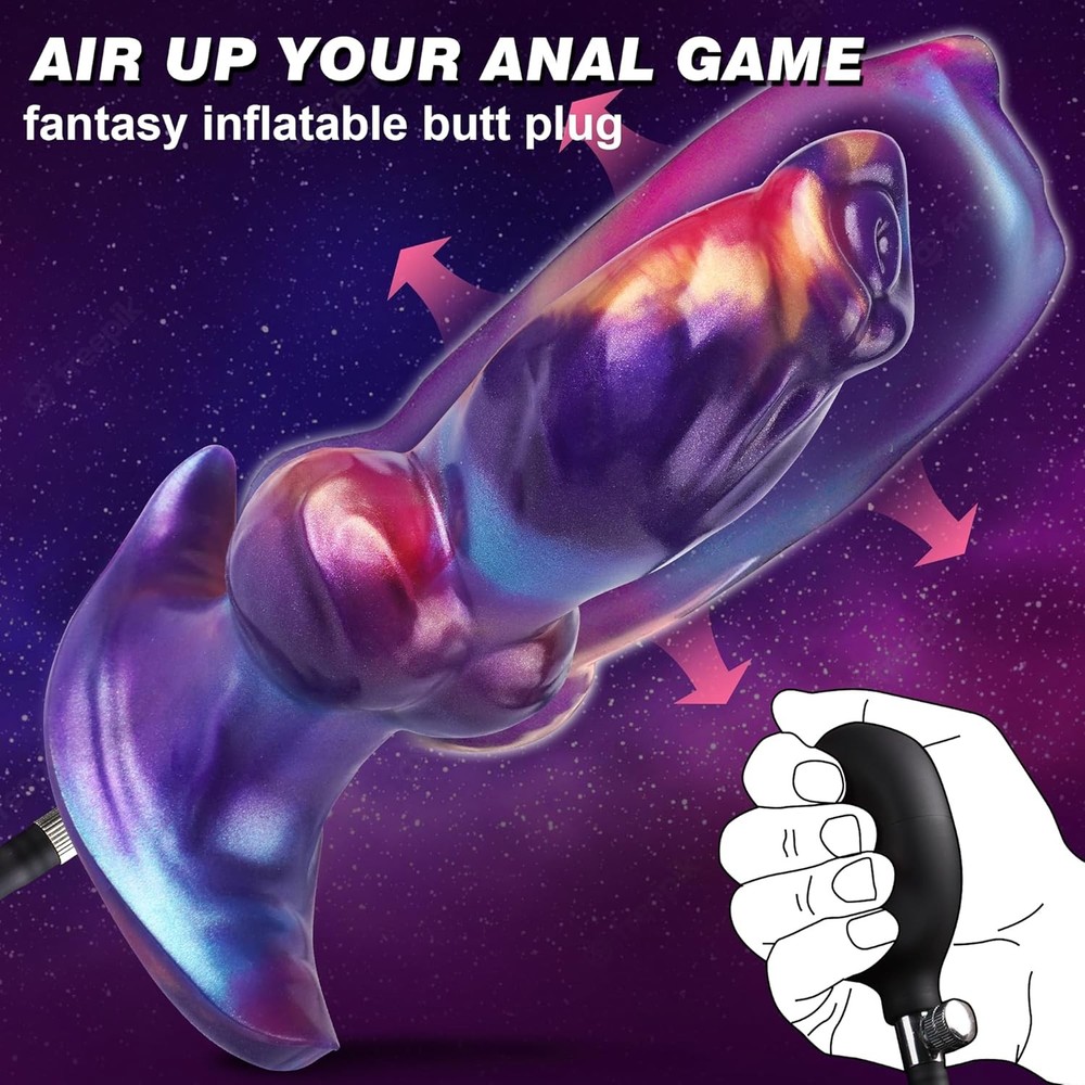 Inflatable Butt Plug Large ButtPlug with Knot, Huge Inflatable Dildo Silicone An