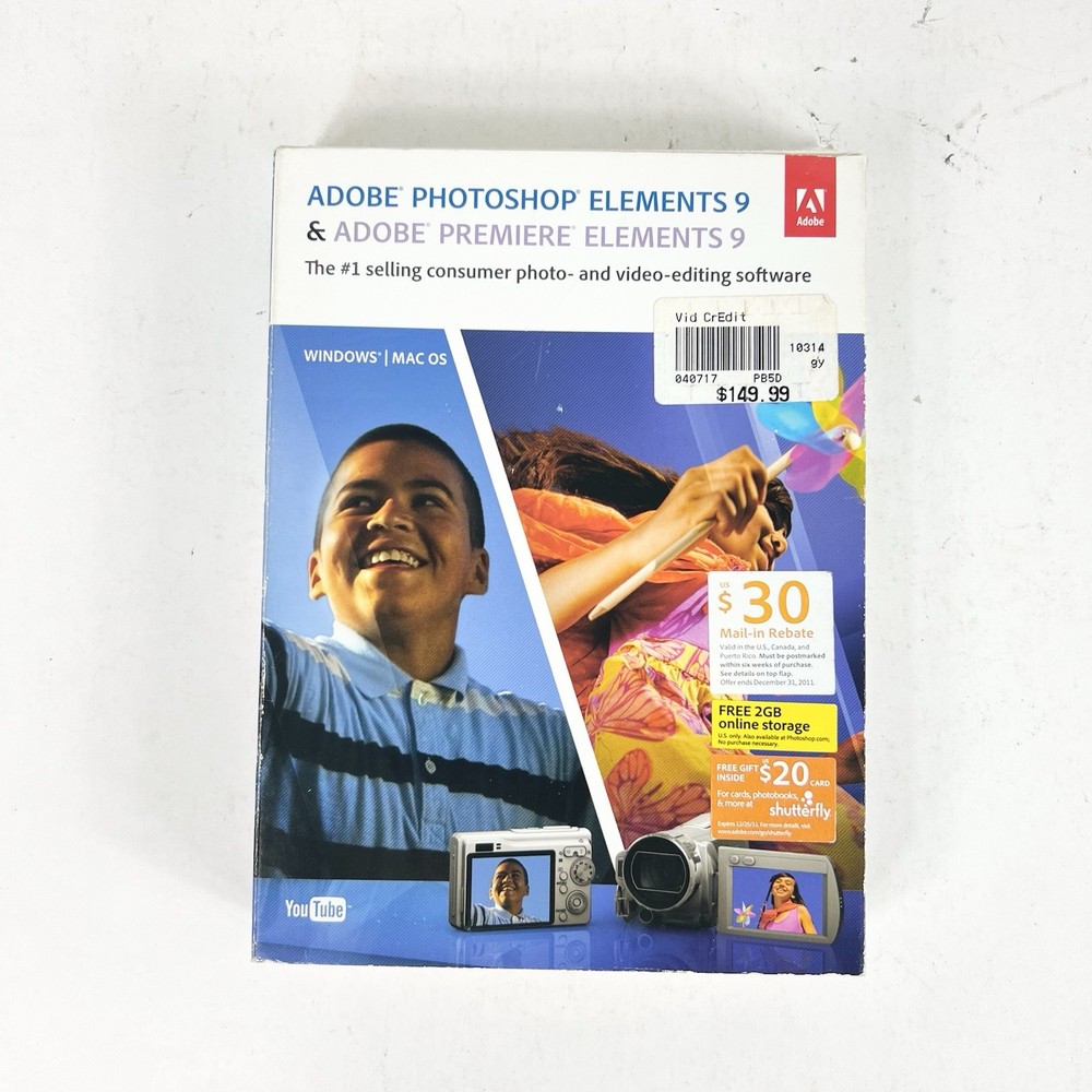 Adobe Photoshop Elements 9 (Win/Mac) 4-Discs, w/Serial Number