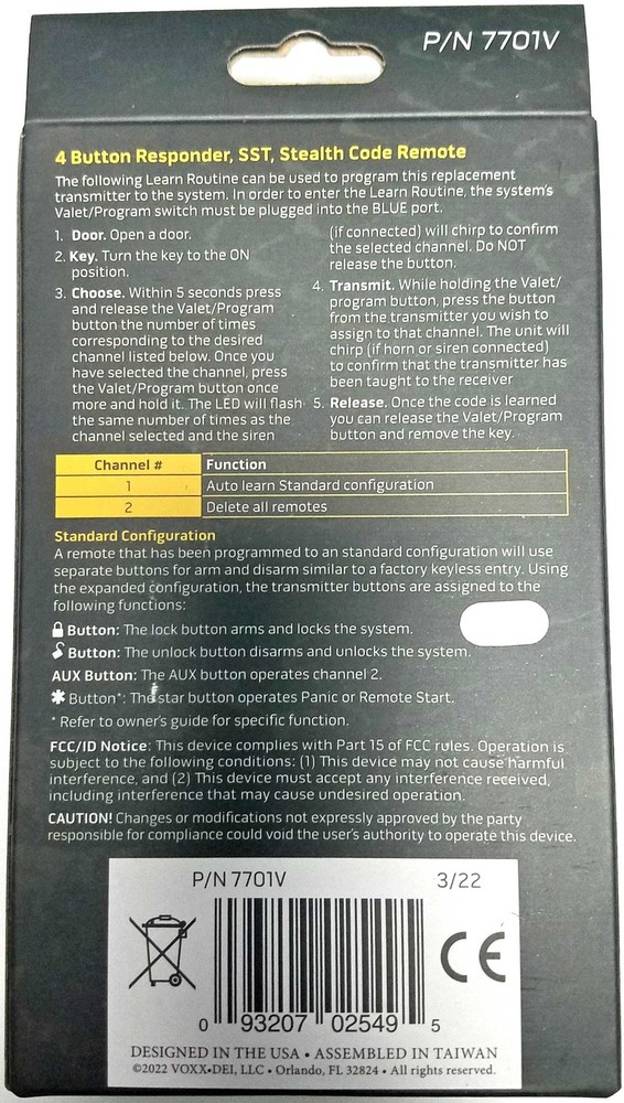 + 7701V VIPER Responder 2-Way LCD SST Stealth Code Remote Control Transmitter