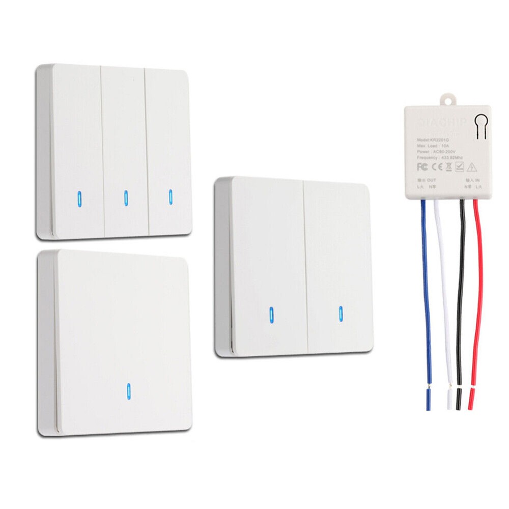 Smart Switch Light Wireless RF-433Mhz Wall Panel Switch Remote-Control Receiver