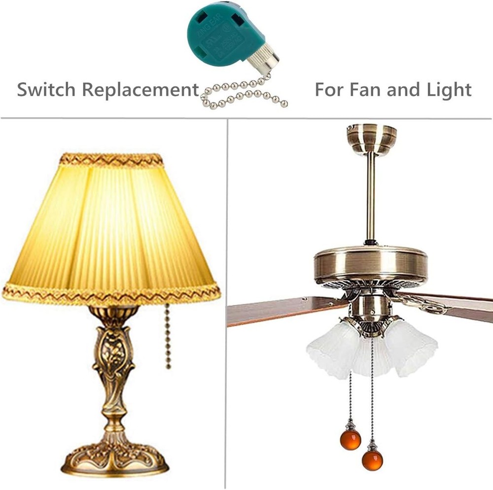 Ceiling Fan Switch 3 Speed 4 Wire Zing Ear ZE-268S6 Nickle 1Pack