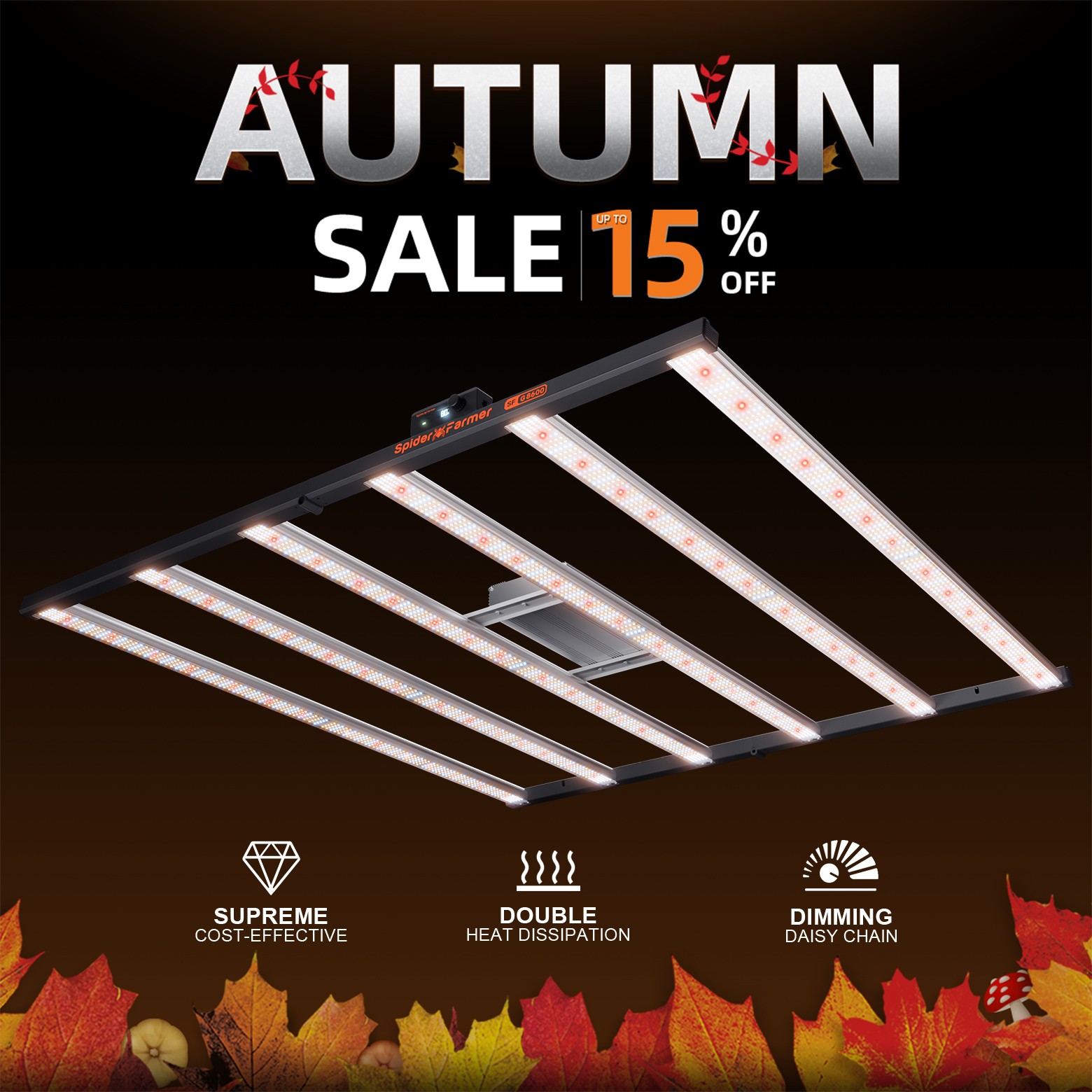 Spider Farmer Smart G8600 LED Grow Light Full Spectrum Commercial Plant VegBloom