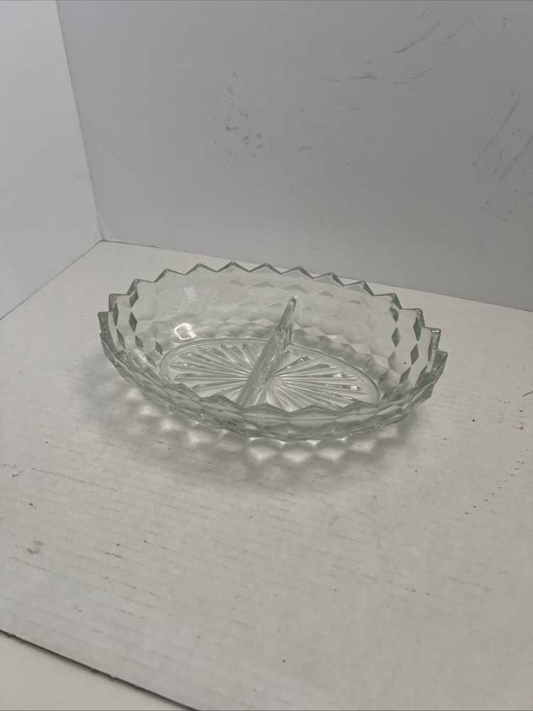 Glass Divided Candy Dish Or Nut Dish