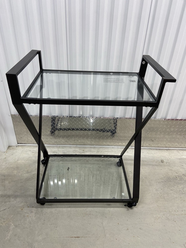 Metal bar cart on wheels