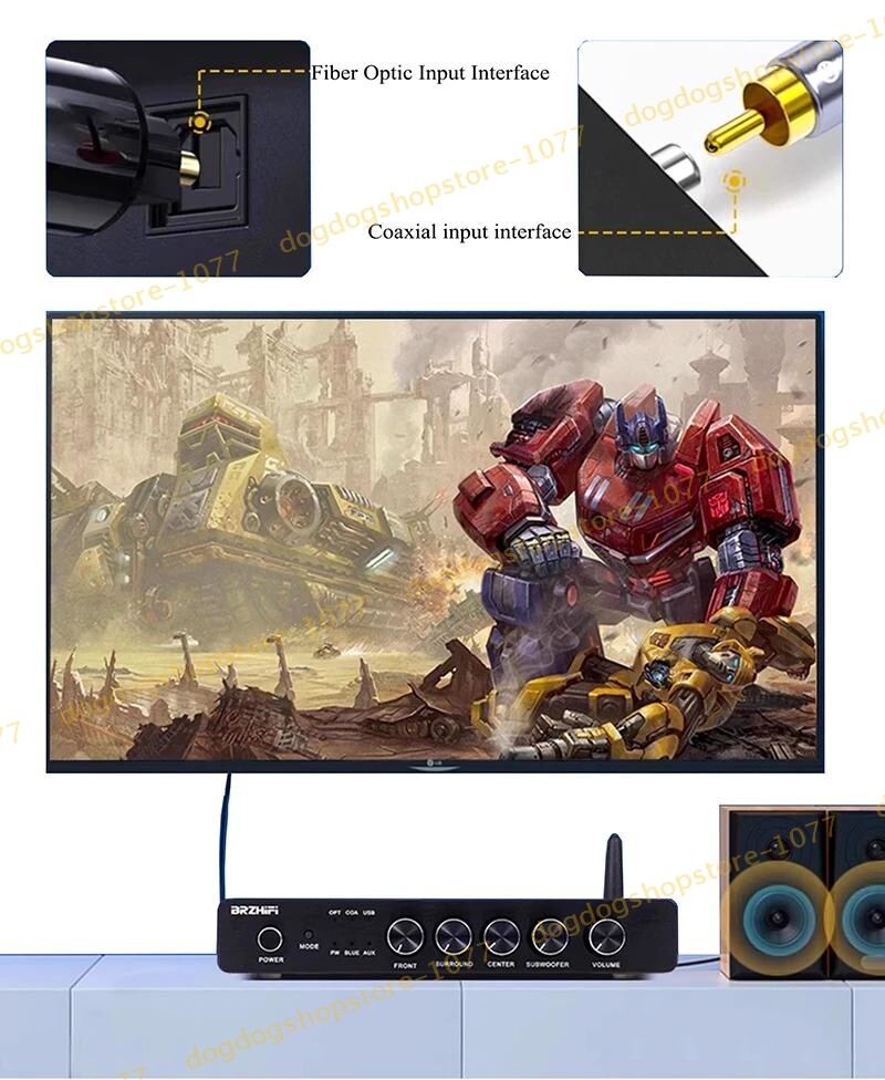Preamp Decoder DT03 Audio Player Bluetooth/USB/Optical Fiber/Coaxial/AUX 5.1CH