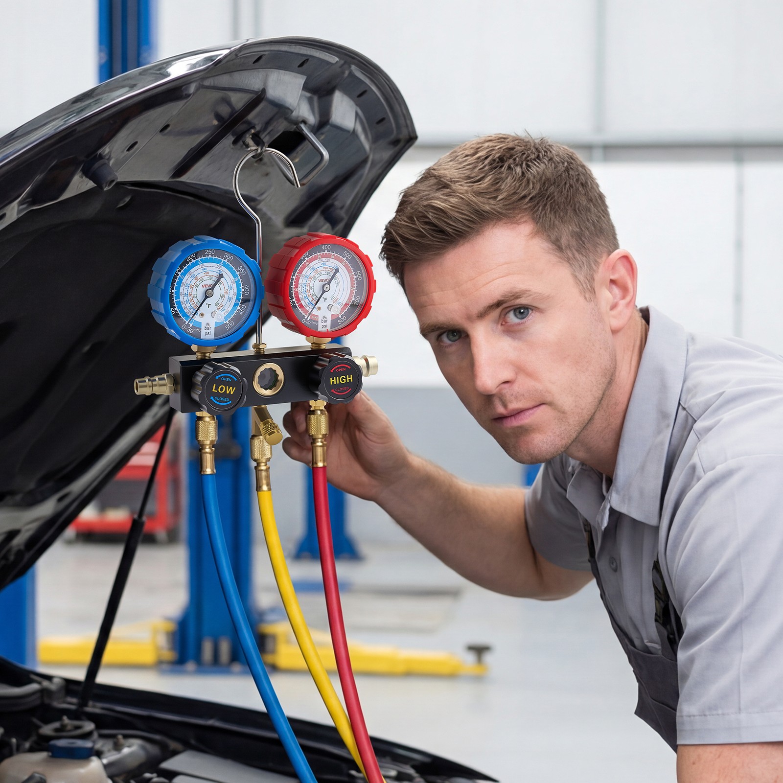 VEVOR AC Manifold Gauge Set 3-Way R134a R404A R1234yf R22 Refrigeration Charging