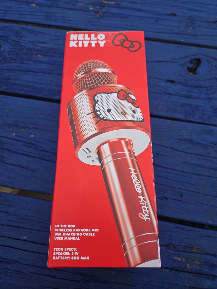 HELLO KITTY BLUETOOTH KARAOKE MICROPHONE; Red