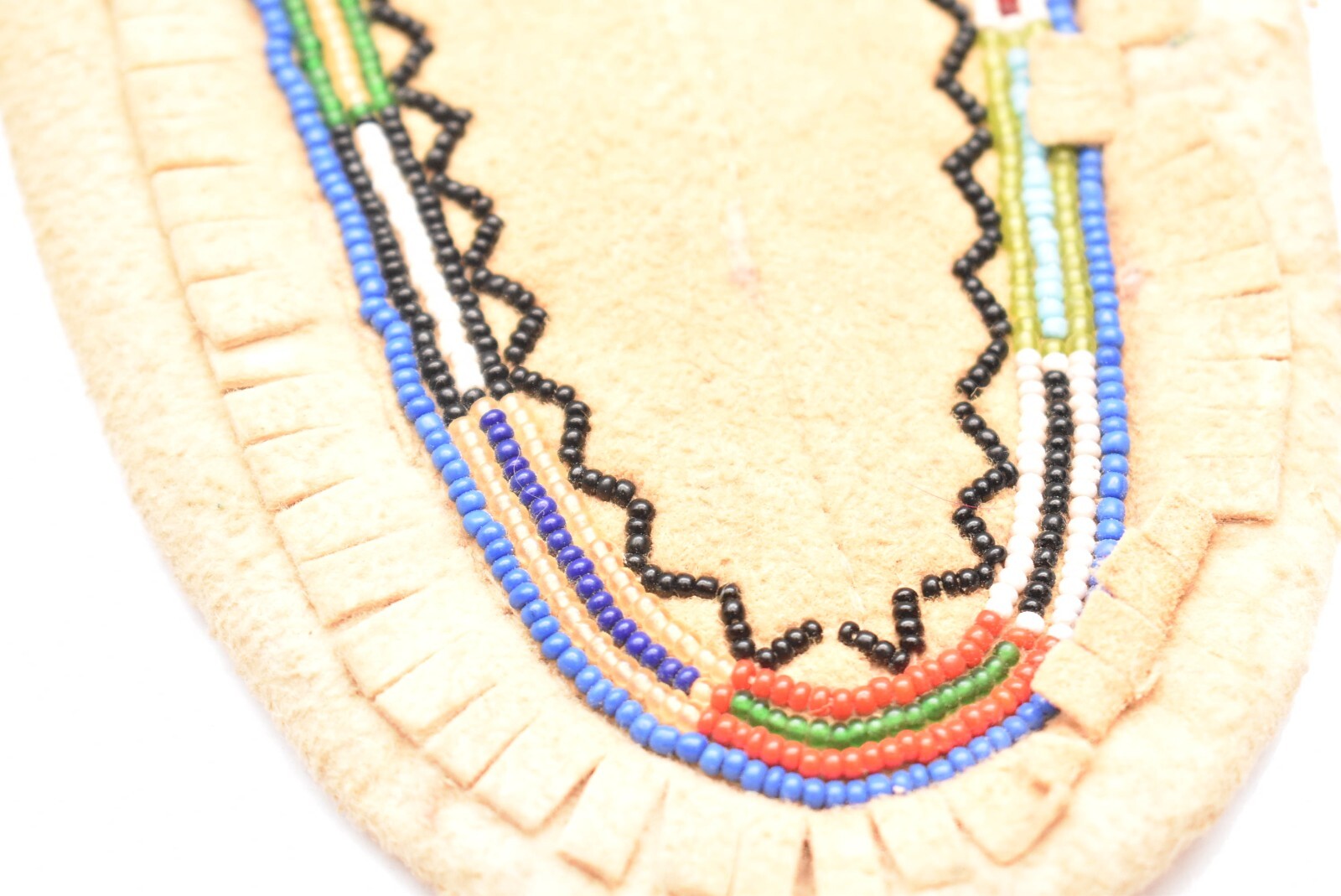 Vintage Native American Lakota Sioux Leather Beaded Moccasins 9"